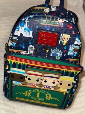 Loungefly Navy Main Street Railway Mini Backpack with Multicolor Accents